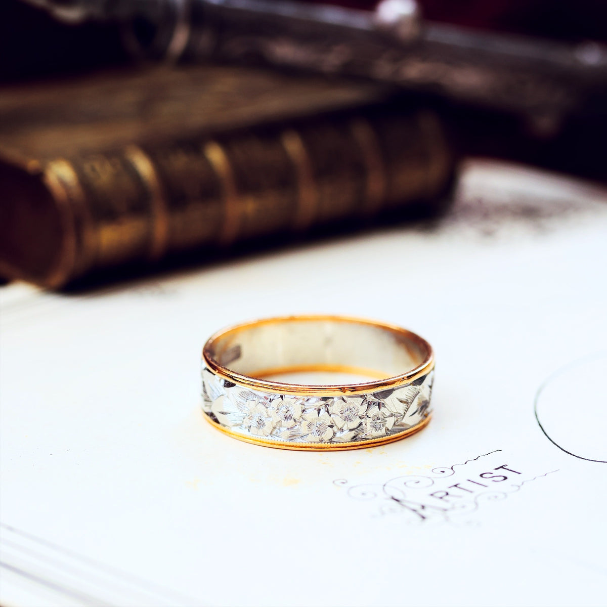 Adorable Vintage Hand Engraved Size M Wedding Band