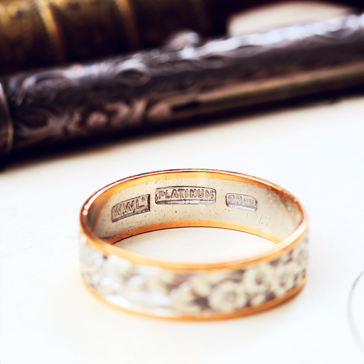 Adorable Vintage Hand Engraved Size M Wedding Band