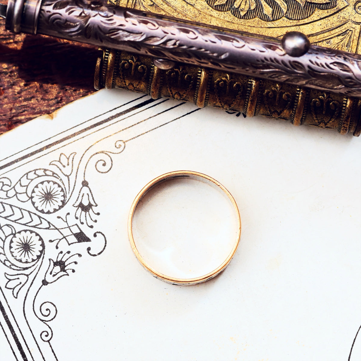 Adorable Vintage Hand Engraved Size M Wedding Band