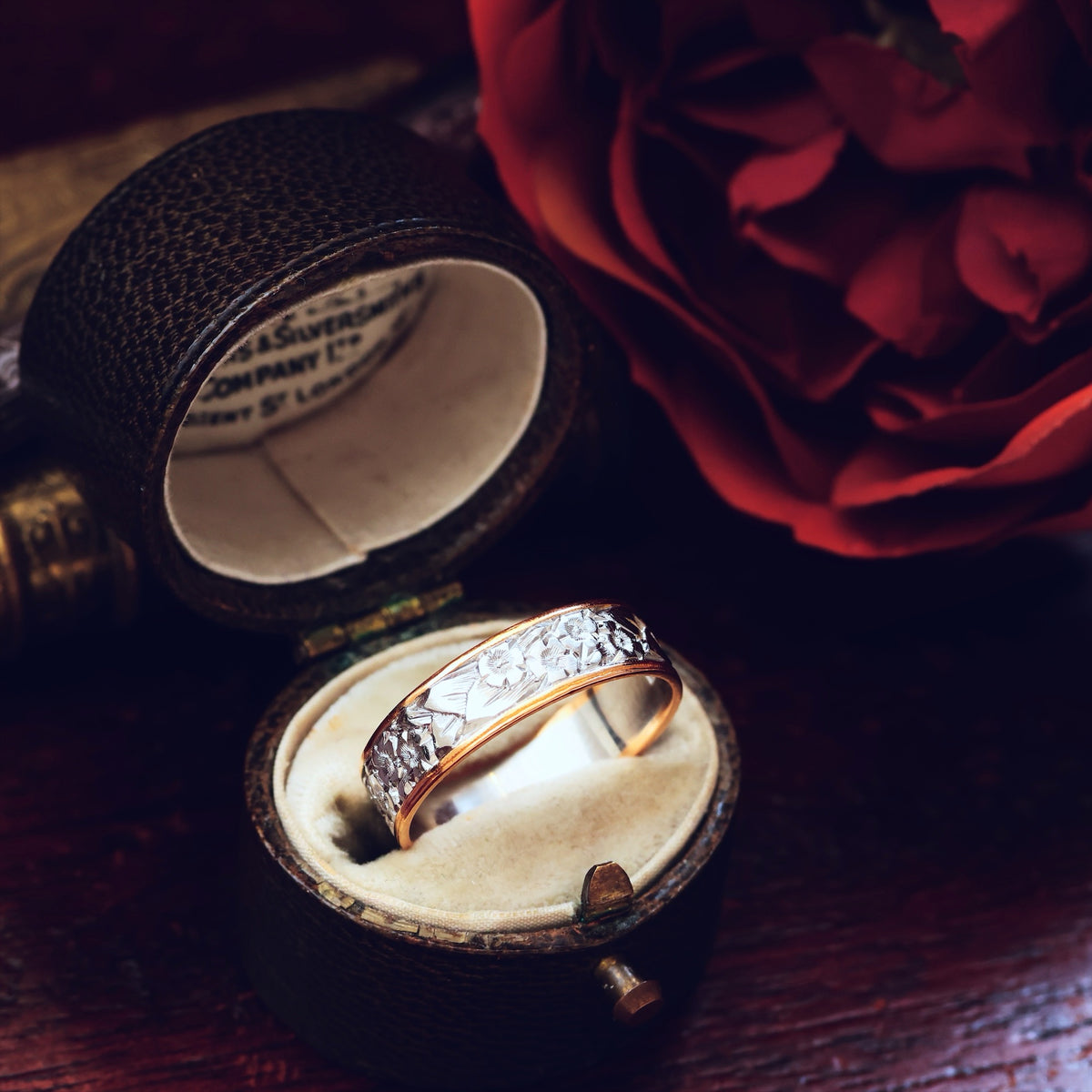 Adorable Vintage Hand Engraved Size M Wedding Band
