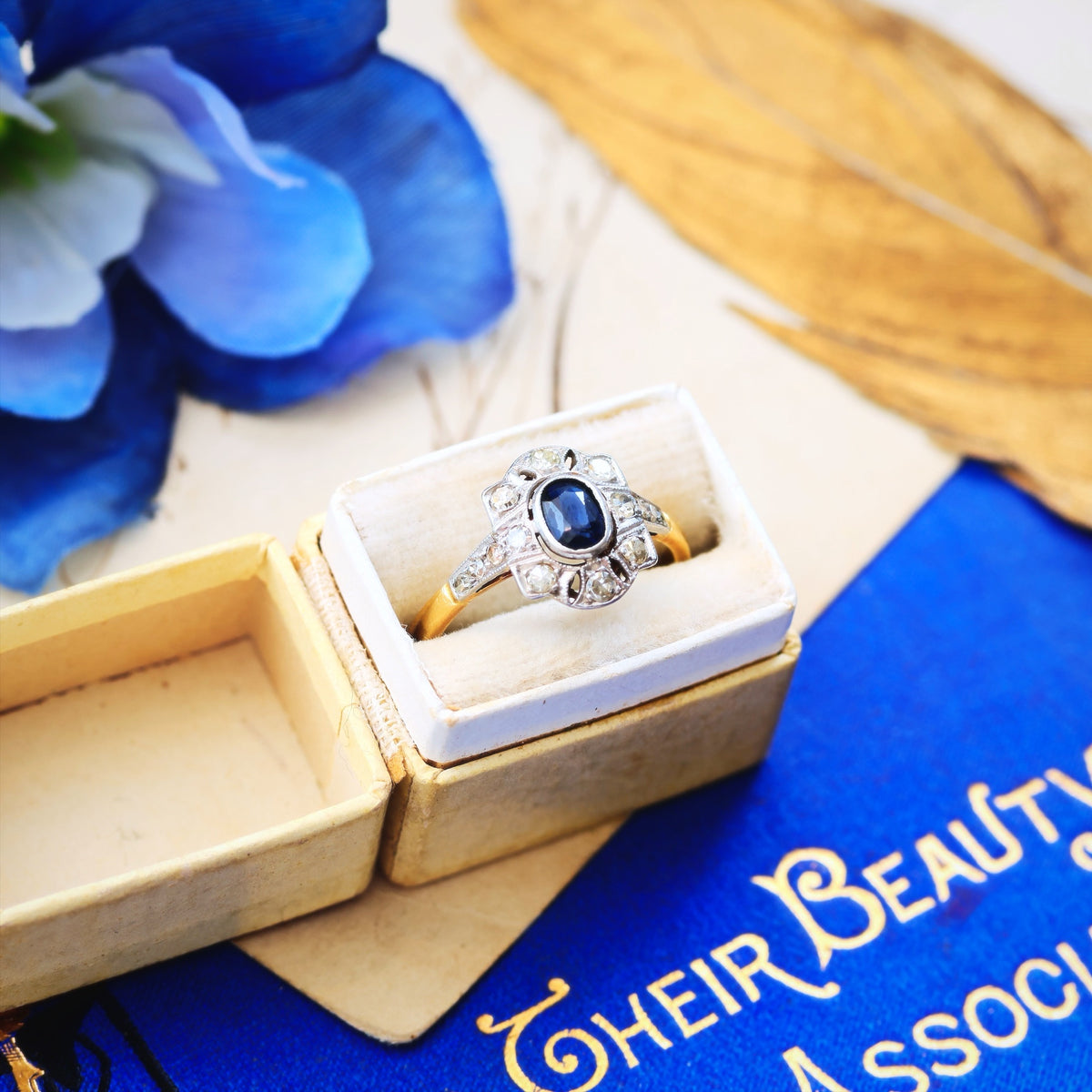 Vintage Hand Made Art Deco Sapphire & Diamond Ring