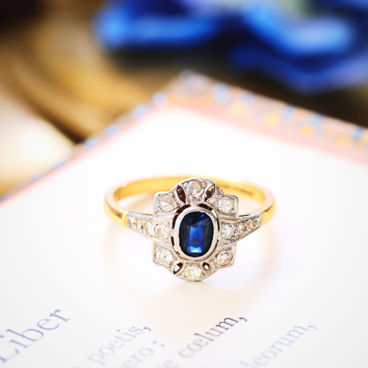 Vintage Hand Made Art Deco Sapphire & Diamond Ring