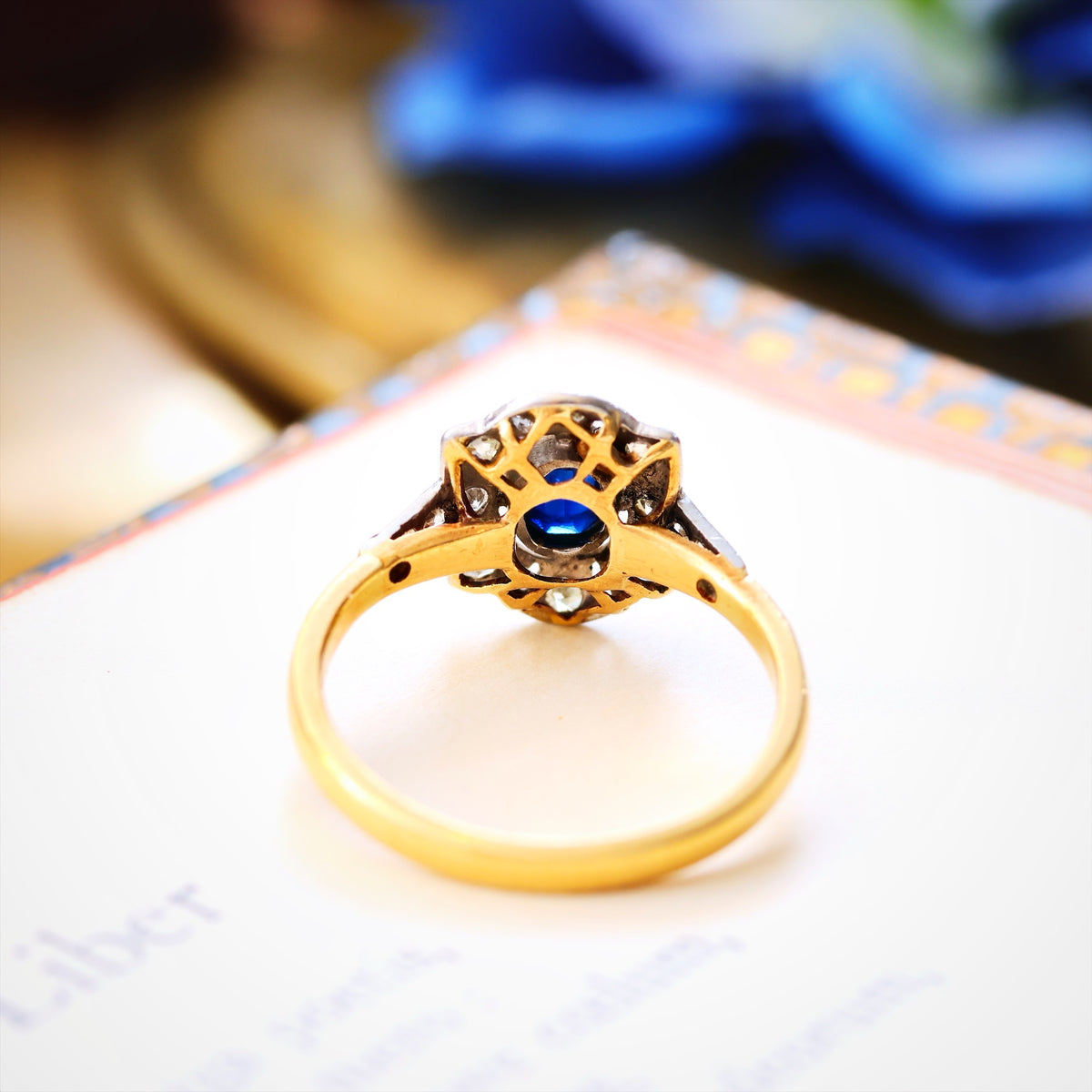 Vintage Hand Made Art Deco Sapphire & Diamond Ring