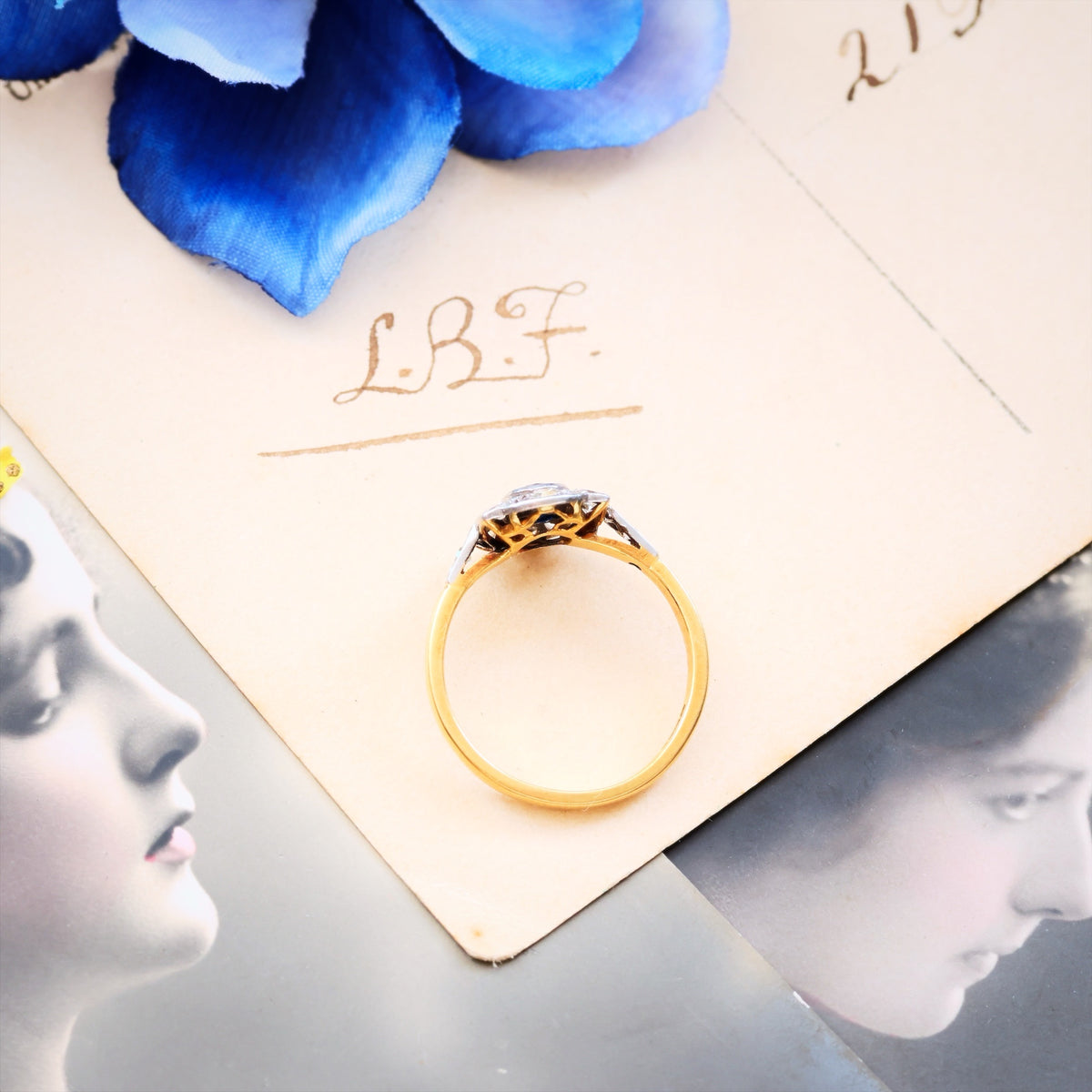 Vintage Hand Made Art Deco Sapphire & Diamond Ring