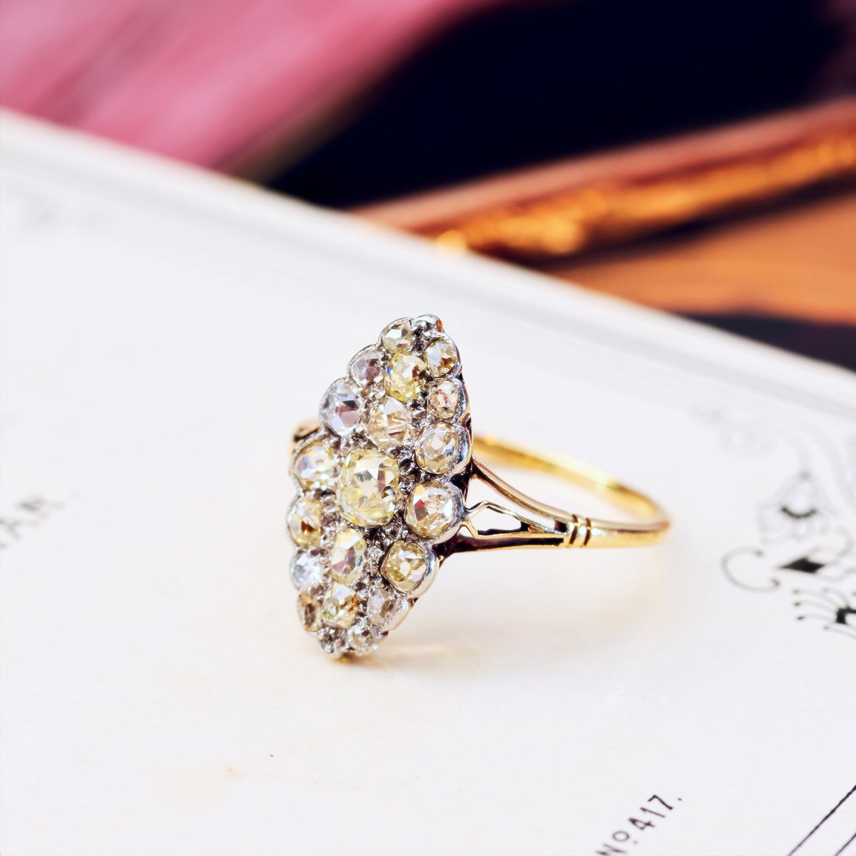 Fine Lovely! Vintage Marquise Diamond Cluster Ring