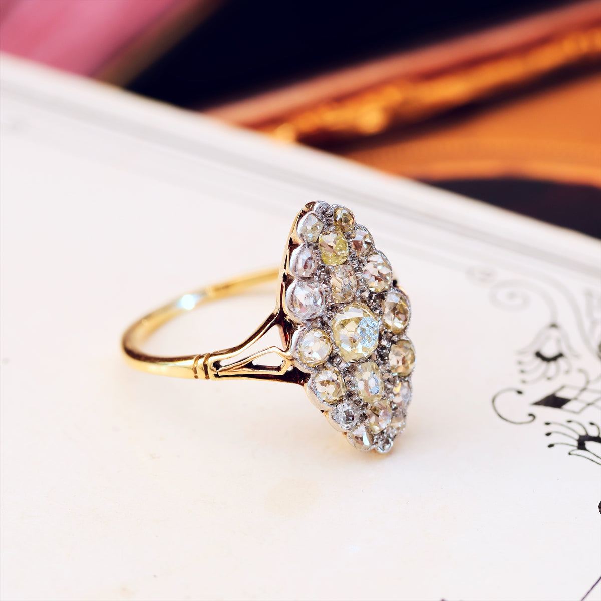 Fine Lovely! Vintage Marquise Diamond Cluster Ring