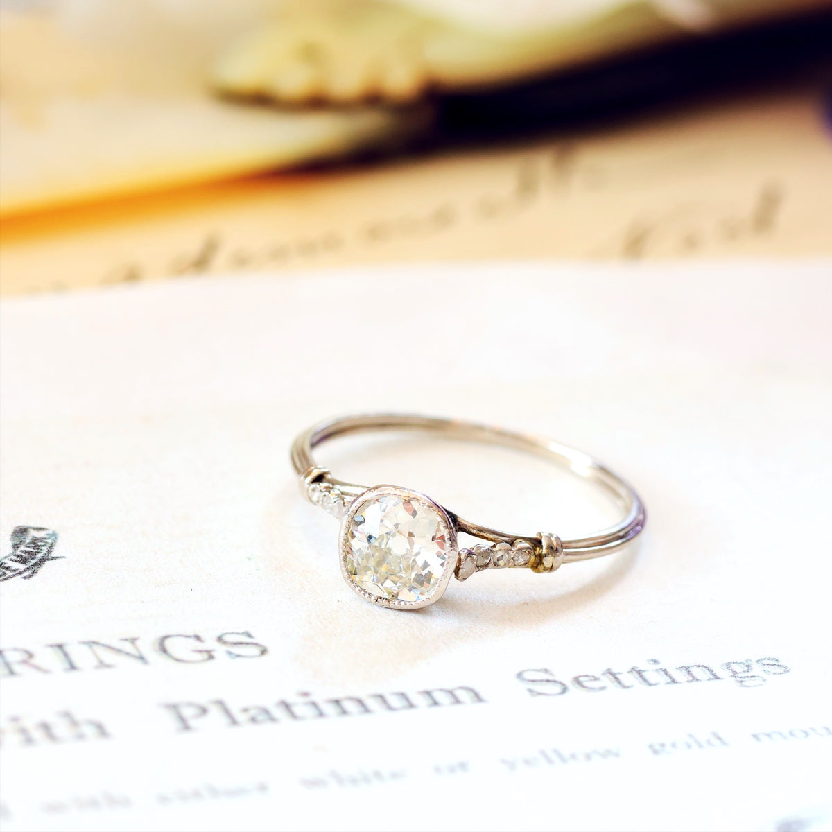 Fine Vintage Recycled Diamond Platinum Engagement Ring
