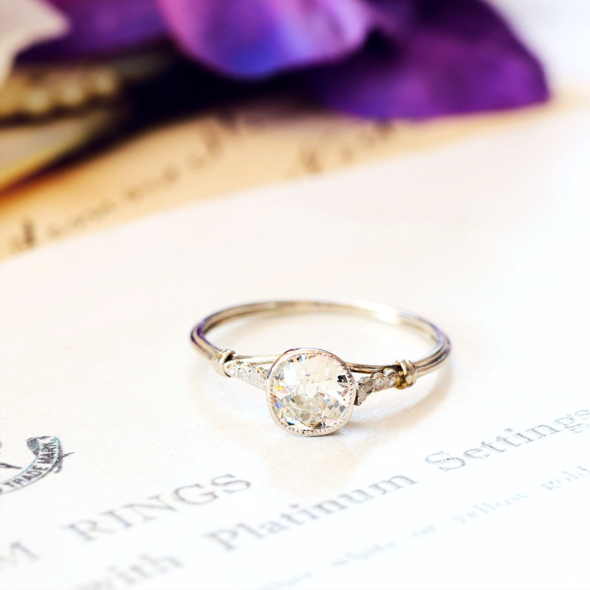 Fine Vintage Recycled Diamond Platinum Engagement Ring