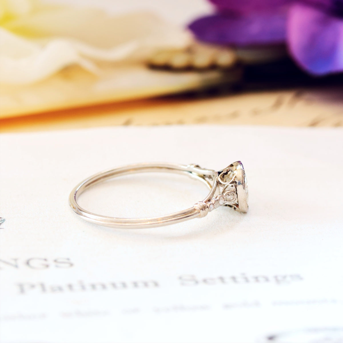 Fine Vintage Recycled Diamond Platinum Engagement Ring