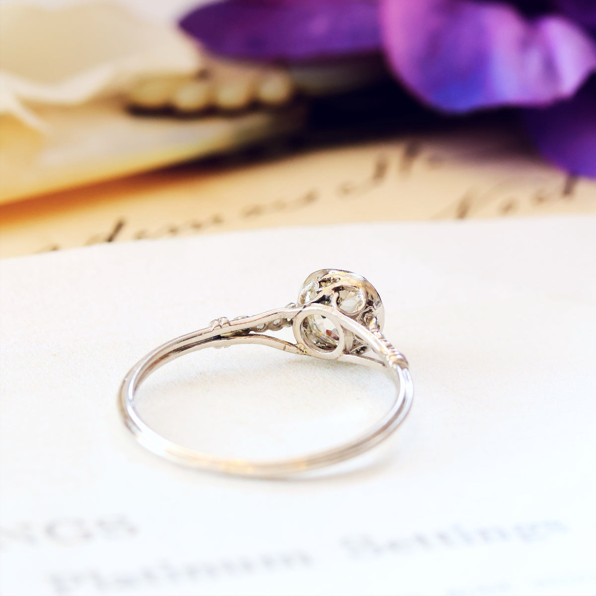 Fine Vintage Recycled Diamond Platinum Engagement Ring