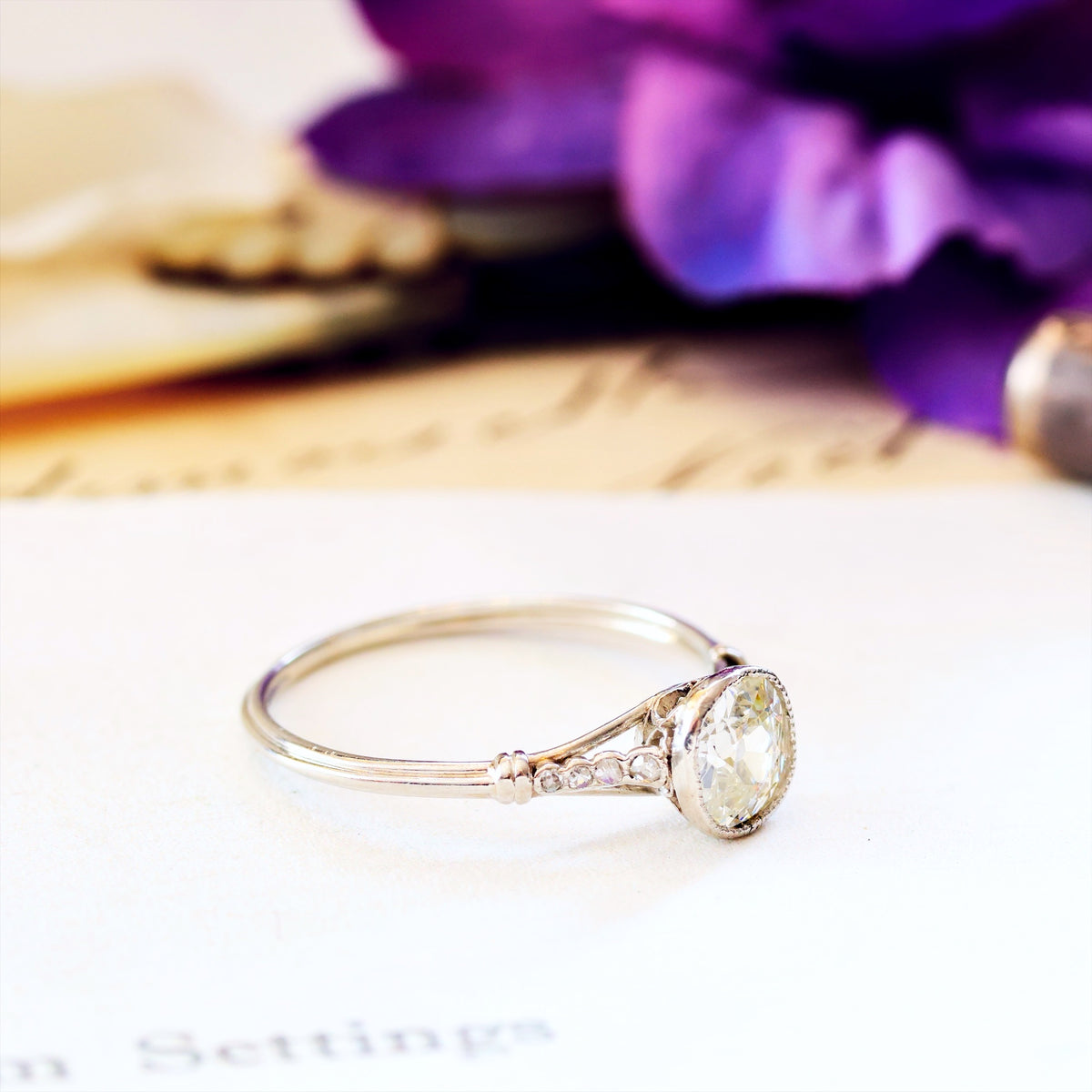 Fine Vintage Recycled Diamond Platinum Engagement Ring