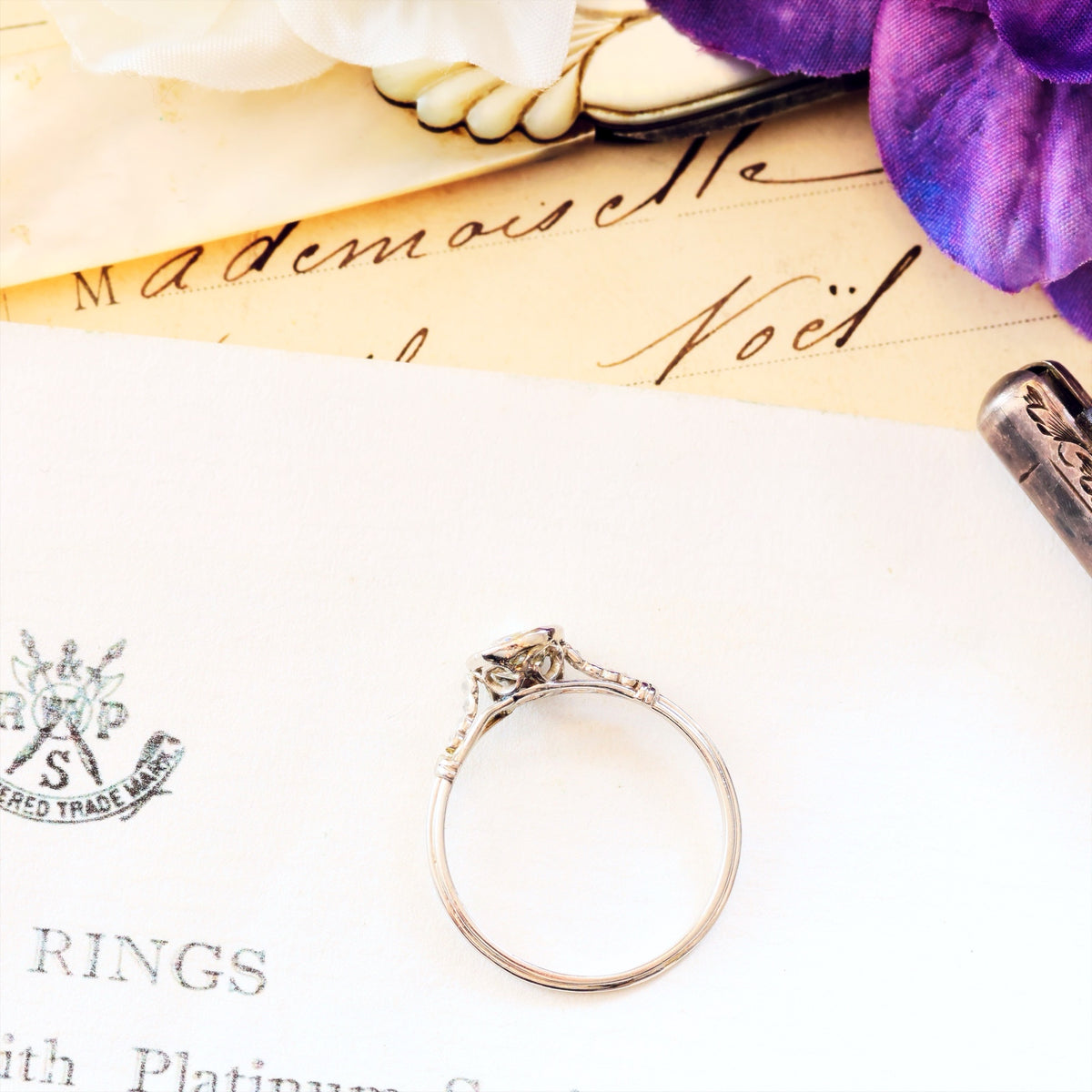 Fine Vintage Recycled Diamond Platinum Engagement Ring