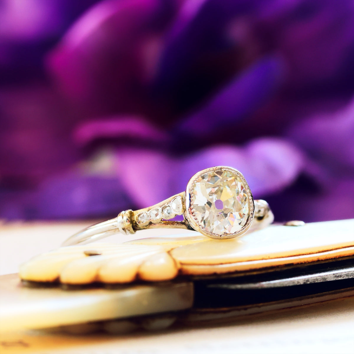 Fine Vintage Recycled Diamond Platinum Engagement Ring