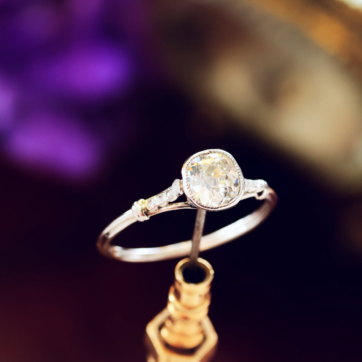 Fine Vintage Recycled Diamond Platinum Engagement Ring