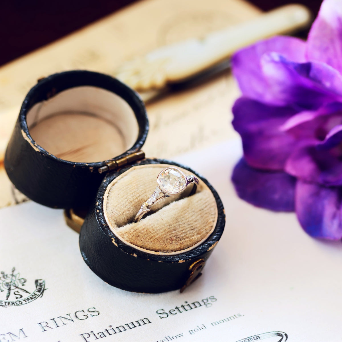Fine Vintage Recycled Diamond Platinum Engagement Ring