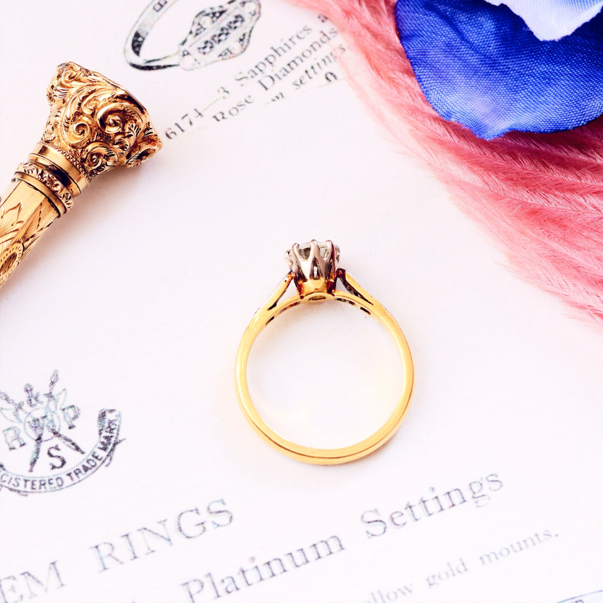 Hand Crafted Vintage Old European Cut Diamond Engagement Ring