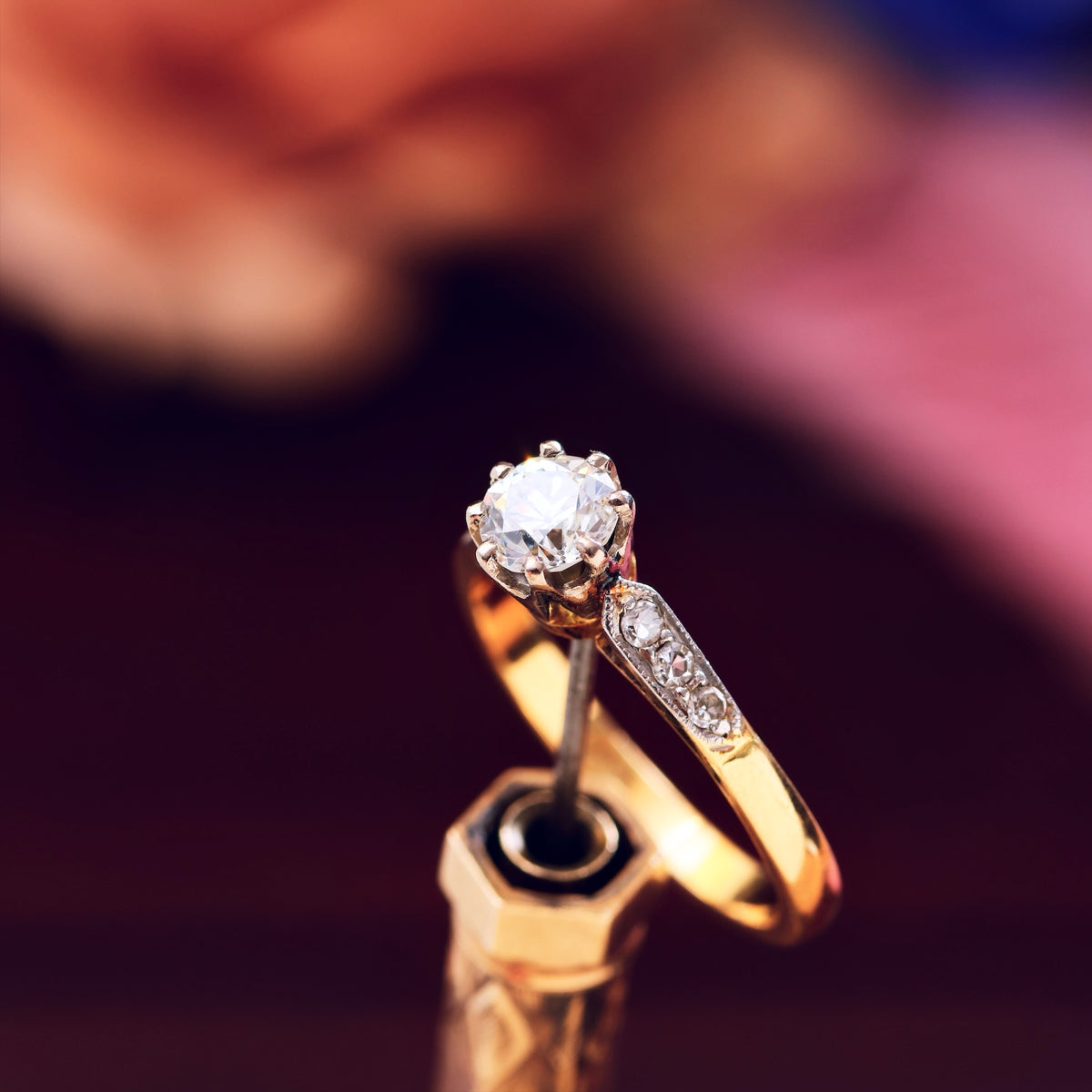 Hand Crafted Vintage Old European Cut Diamond Engagement Ring