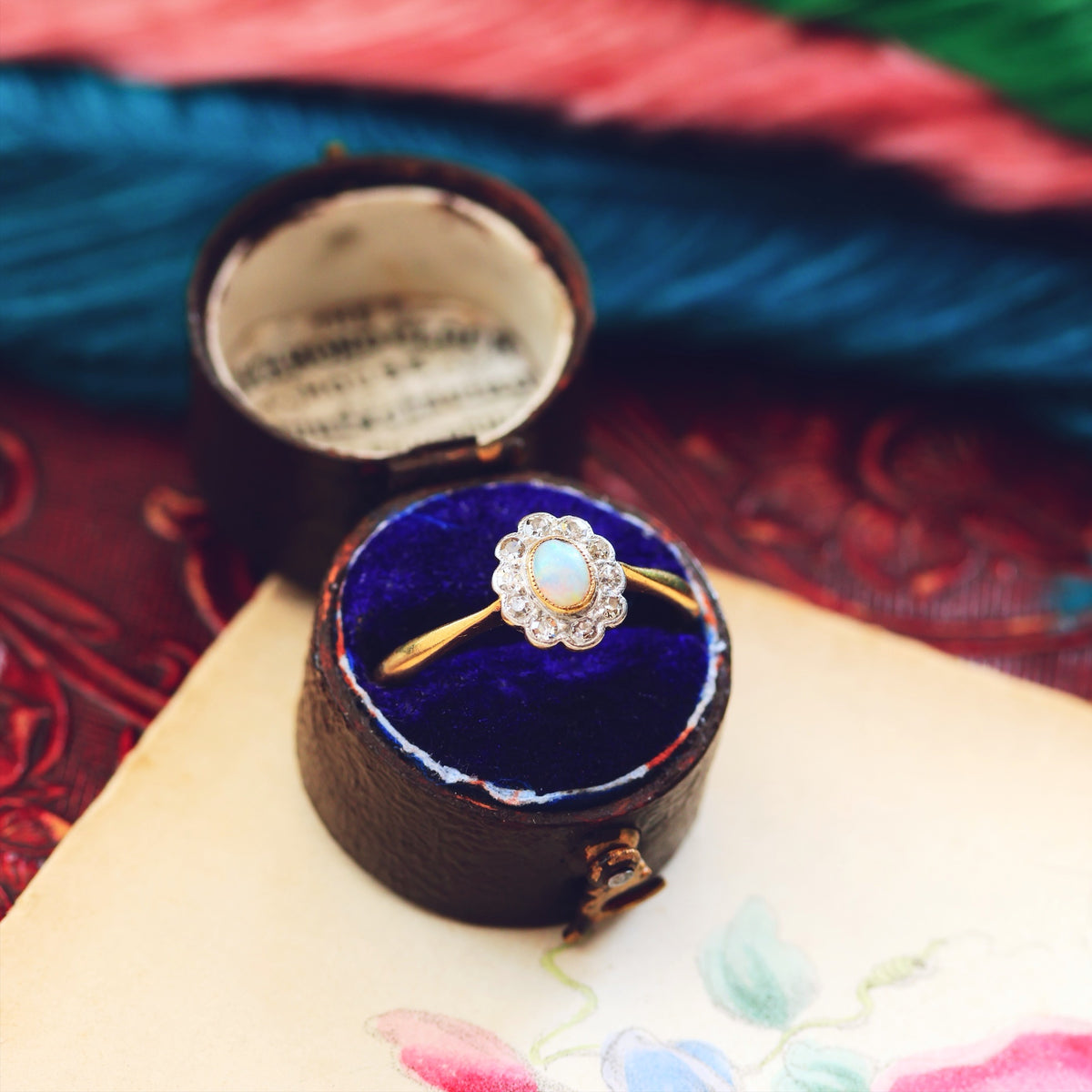 Darling Vintage Opal & Diamond Blossom Cluster Ring