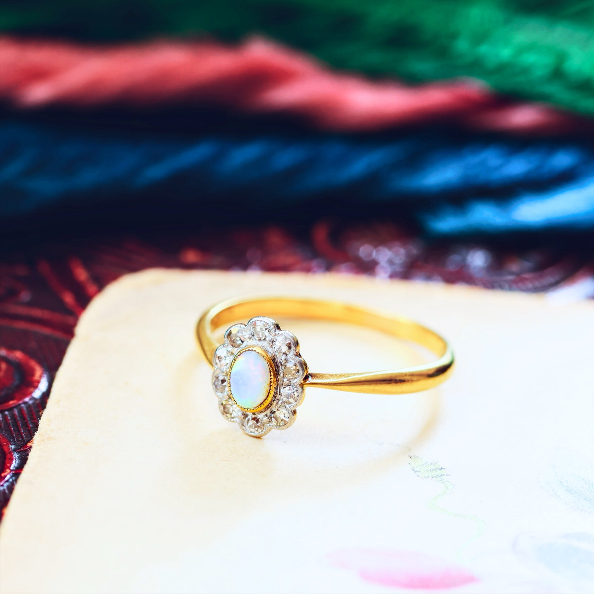 Darling Vintage Opal & Diamond Blossom Cluster Ring