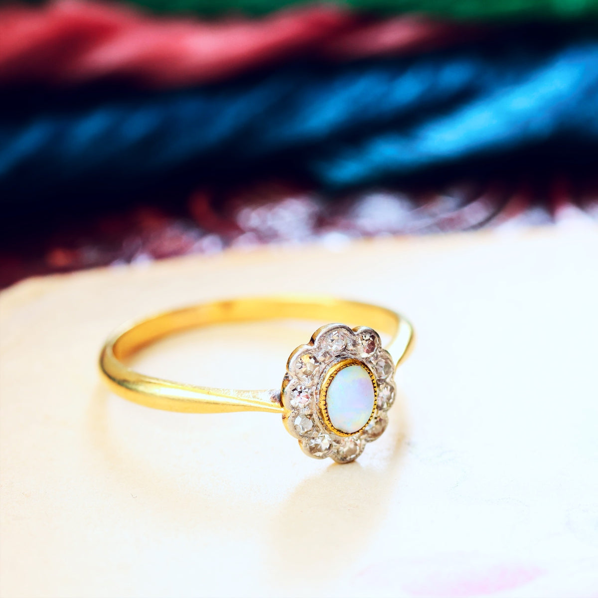 Darling Vintage Opal & Diamond Blossom Cluster Ring