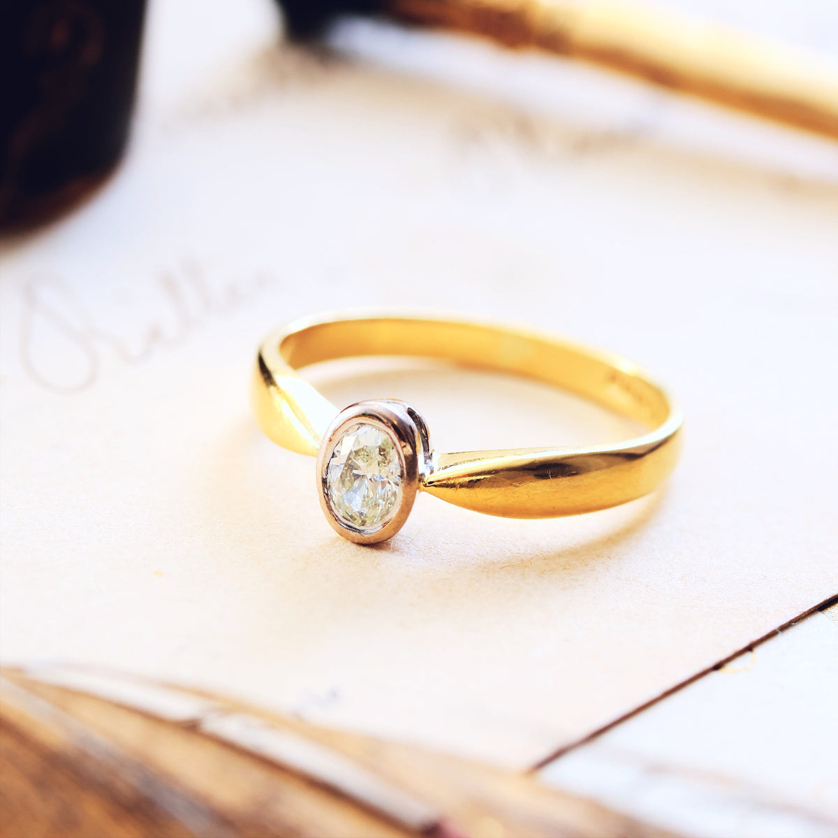 Vintage Oval Cut Diamond Engagement Ring