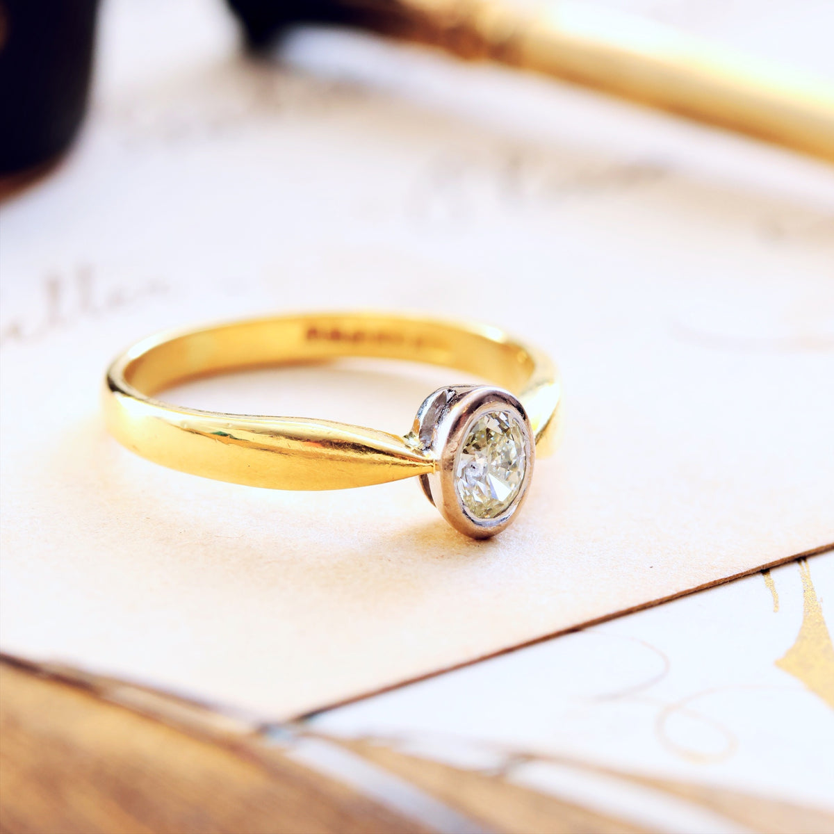 Vintage Oval Cut Diamond Engagement Ring