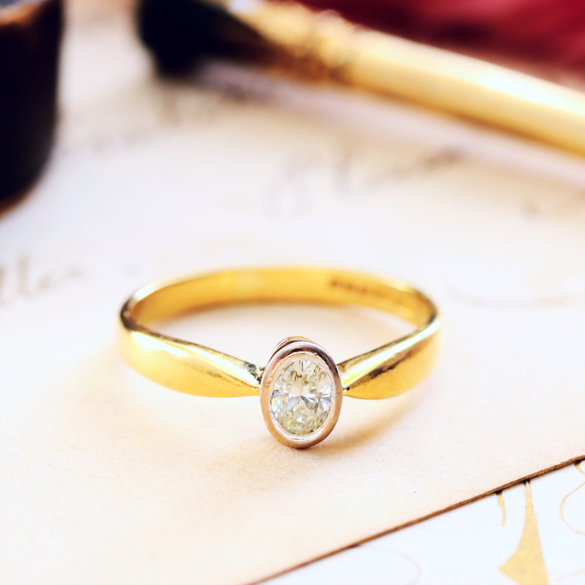 Vintage Oval Cut Diamond Engagement Ring