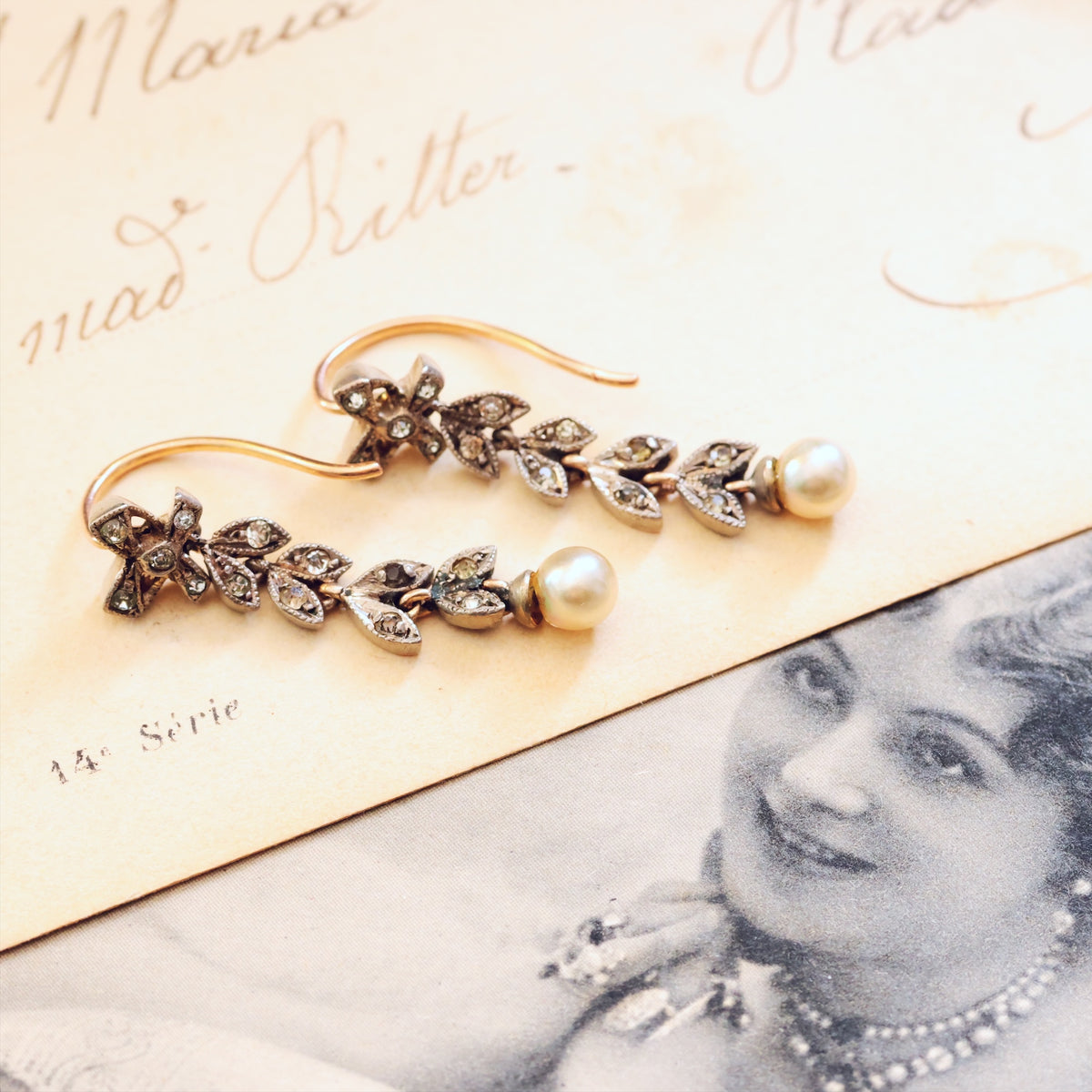 Dancing Vintage Paste & Pearl Drop Earrings