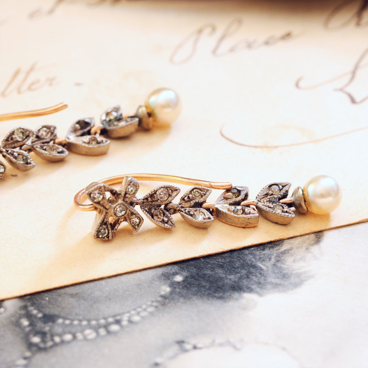 Dancing Vintage Paste & Pearl Drop Earrings