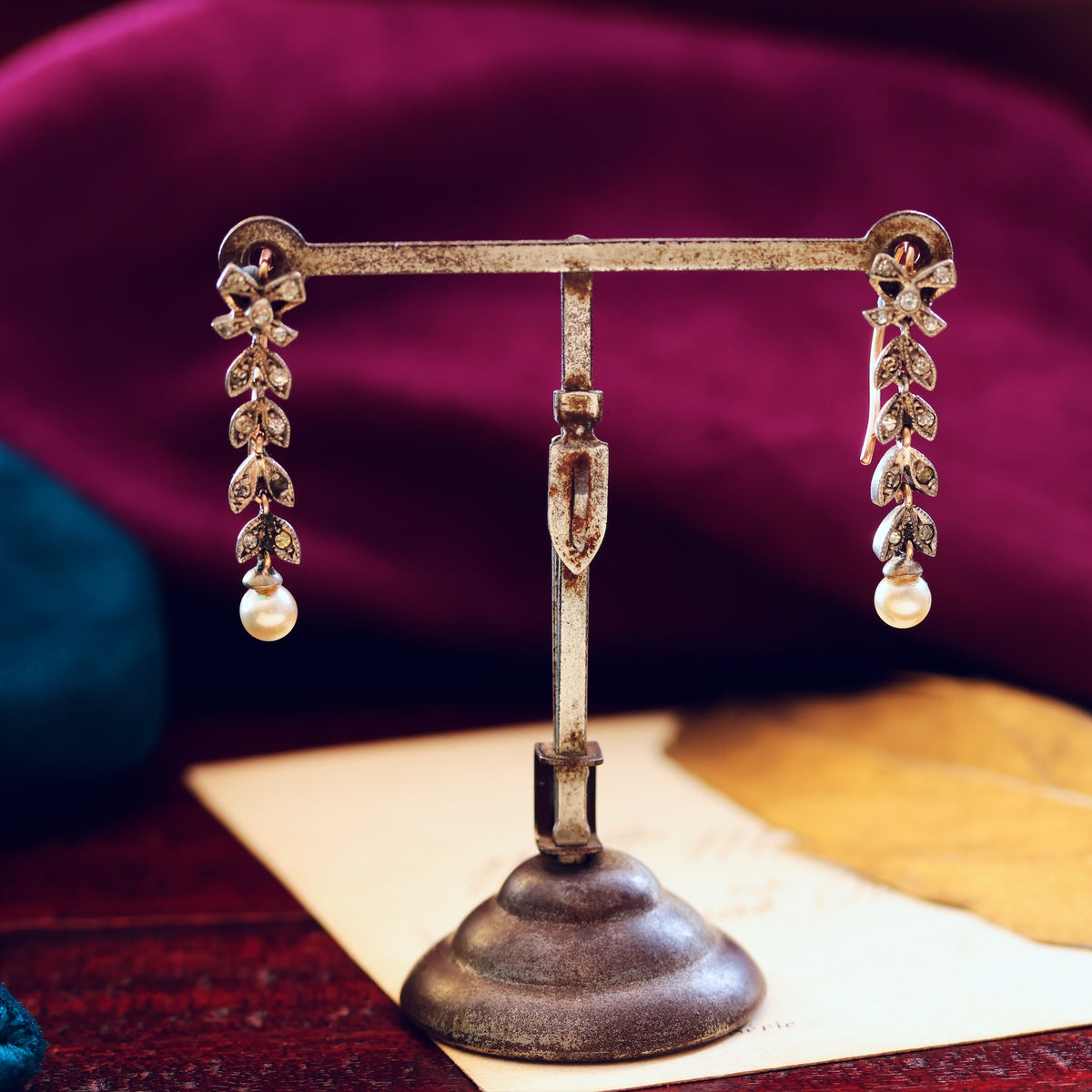 Dancing Vintage Paste & Pearl Drop Earrings