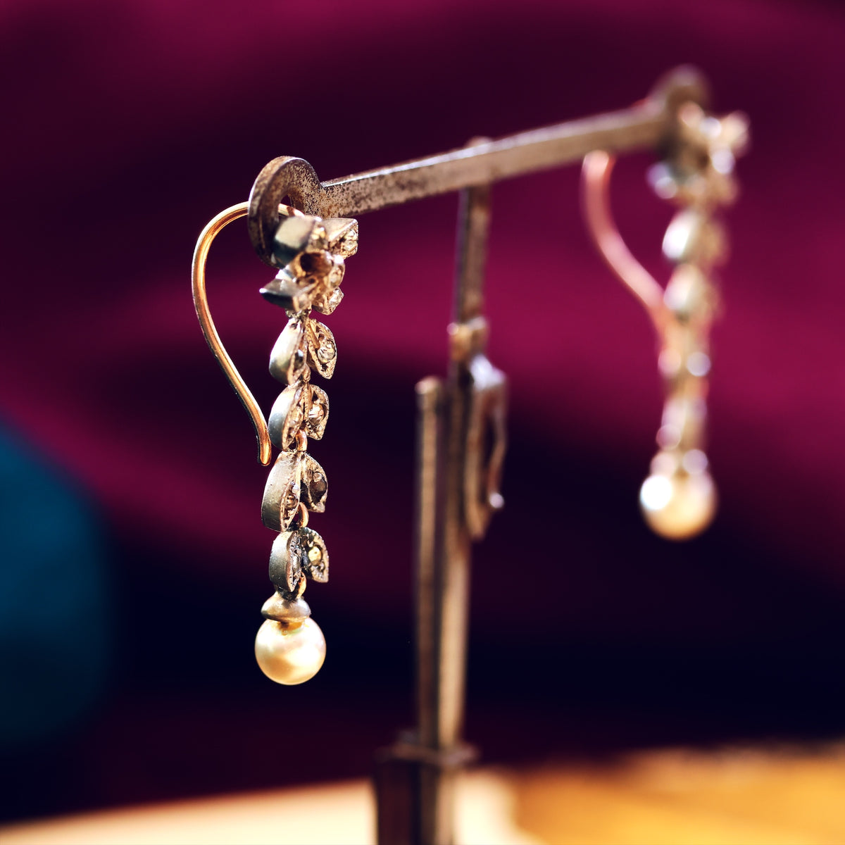 Dancing Vintage Paste & Pearl Drop Earrings