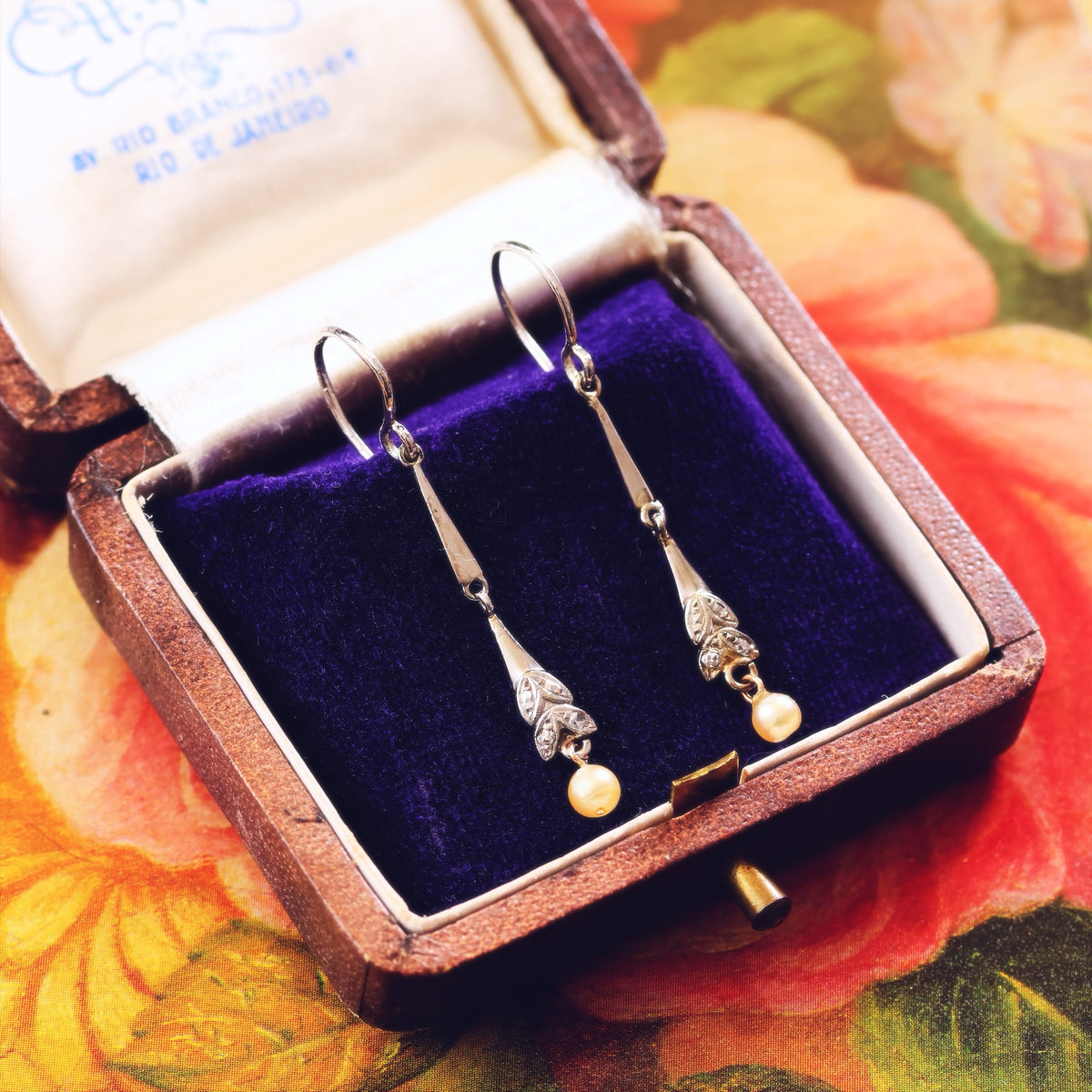 Elegant Vintage Pearl & Diamond Earrings