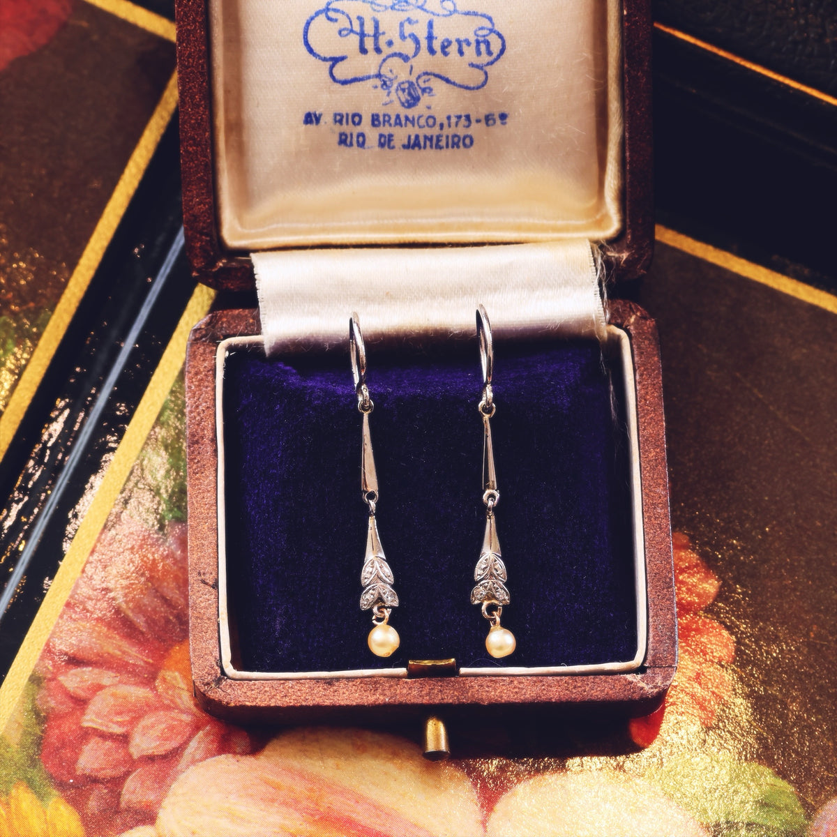 Elegant Vintage Pearl & Diamond Earrings