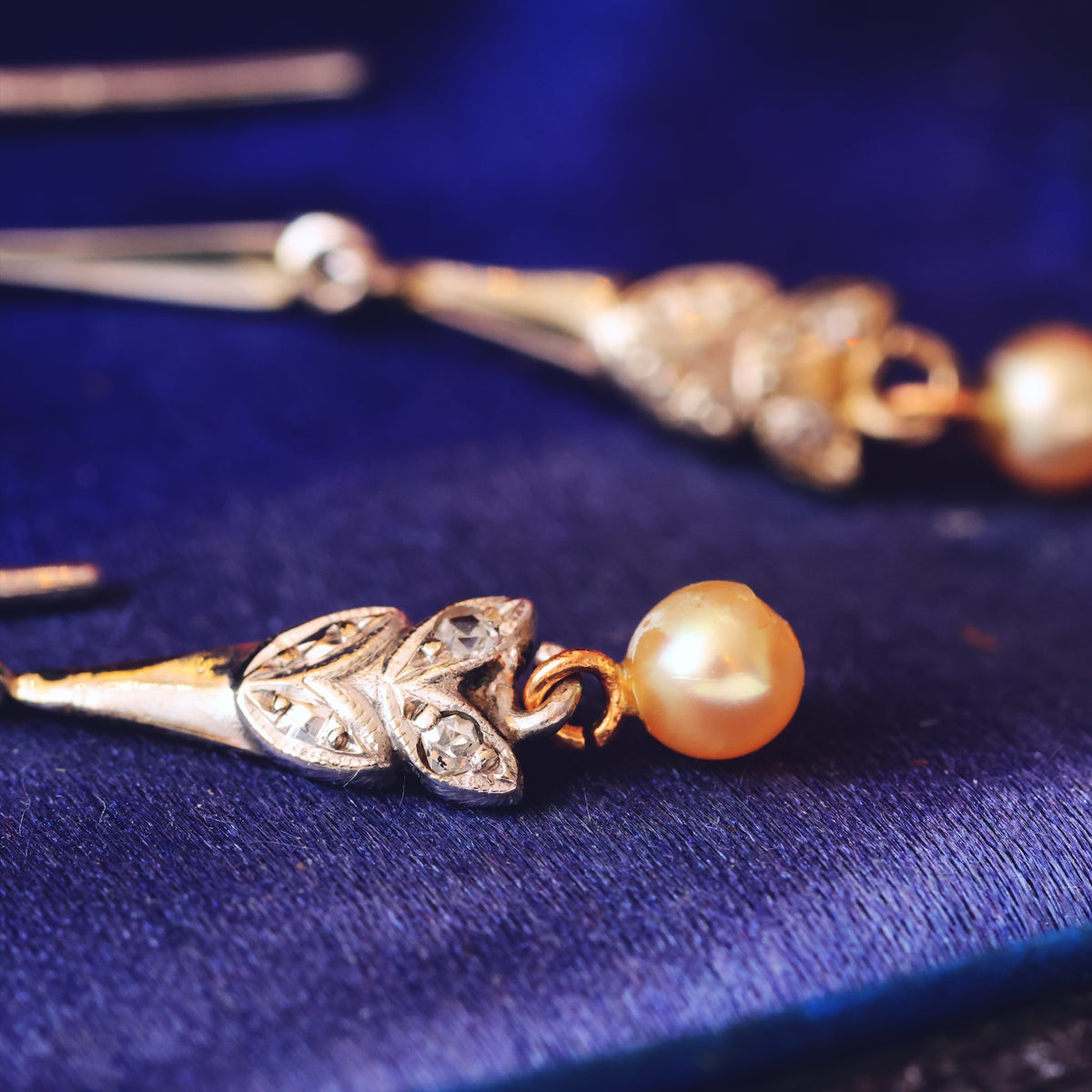 Elegant Vintage Pearl & Diamond Earrings
