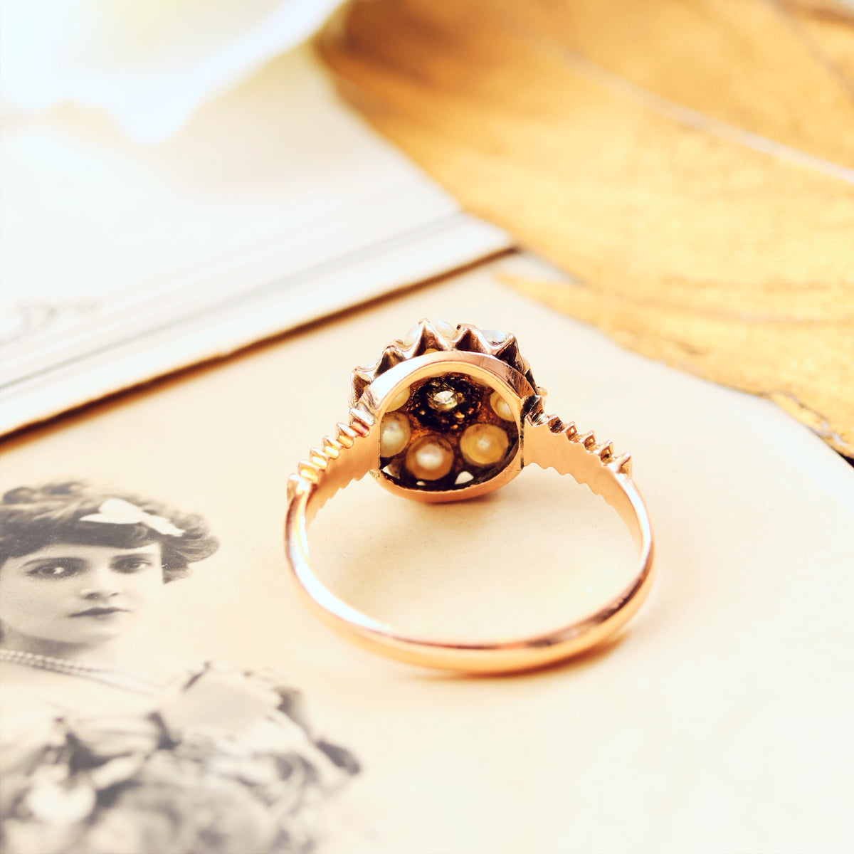 Fine Pretty! Vintage Pearl & Diamond Flowerette Ring