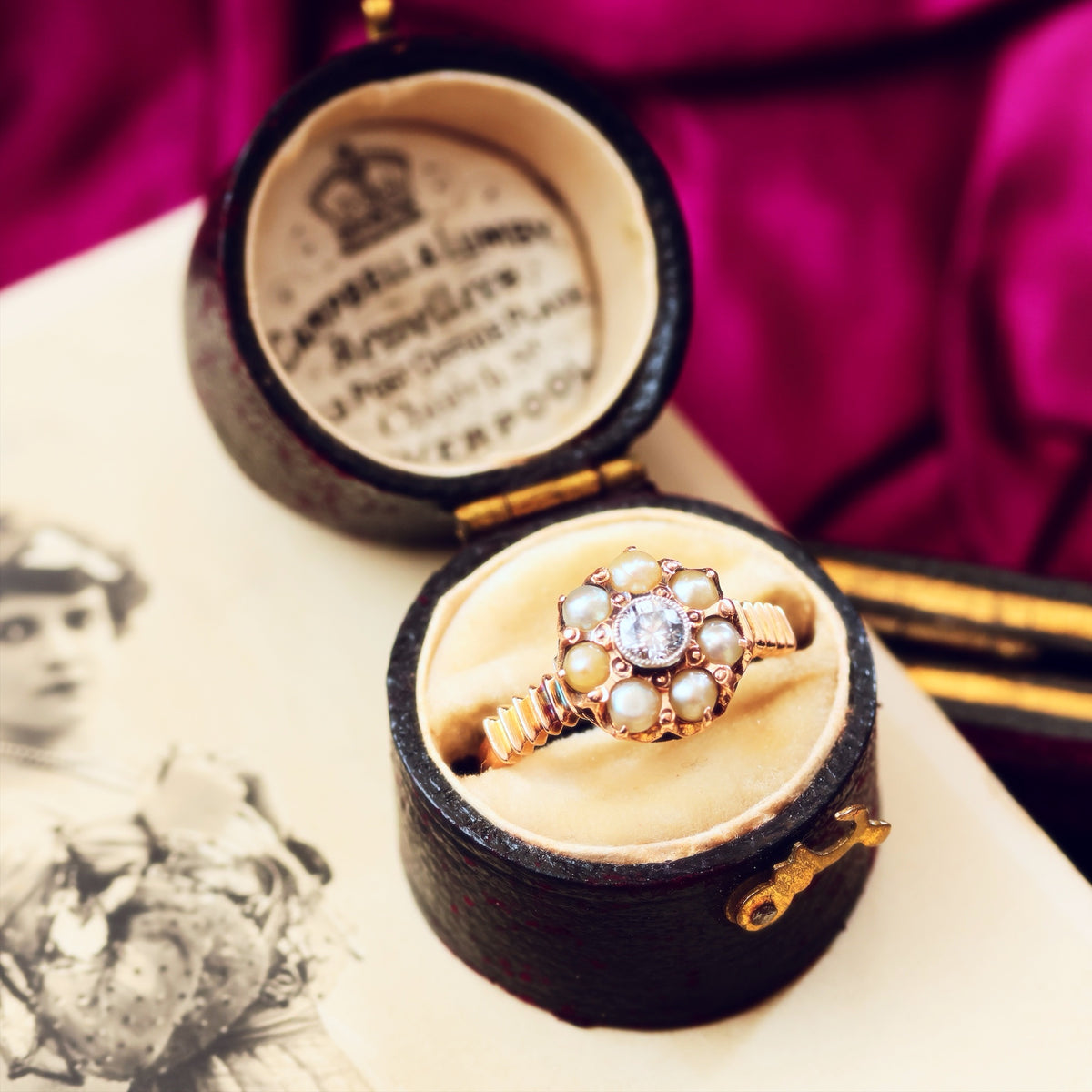 Fine Pretty! Vintage Pearl & Diamond Flowerette Ring
