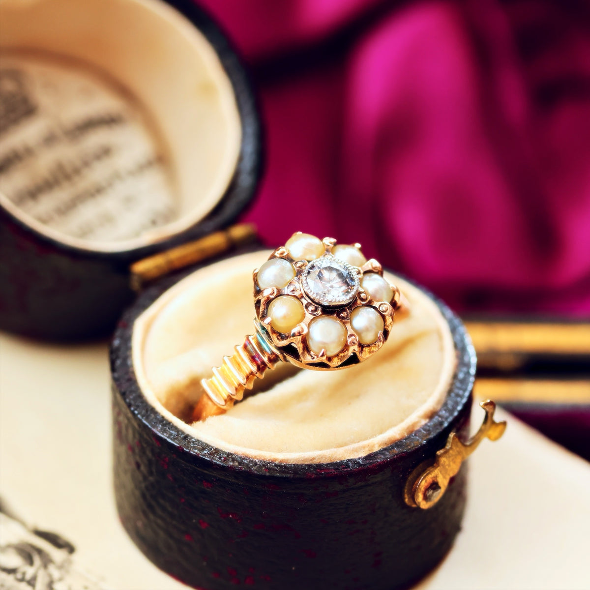 Fine Pretty! Vintage Pearl & Diamond Flowerette Ring