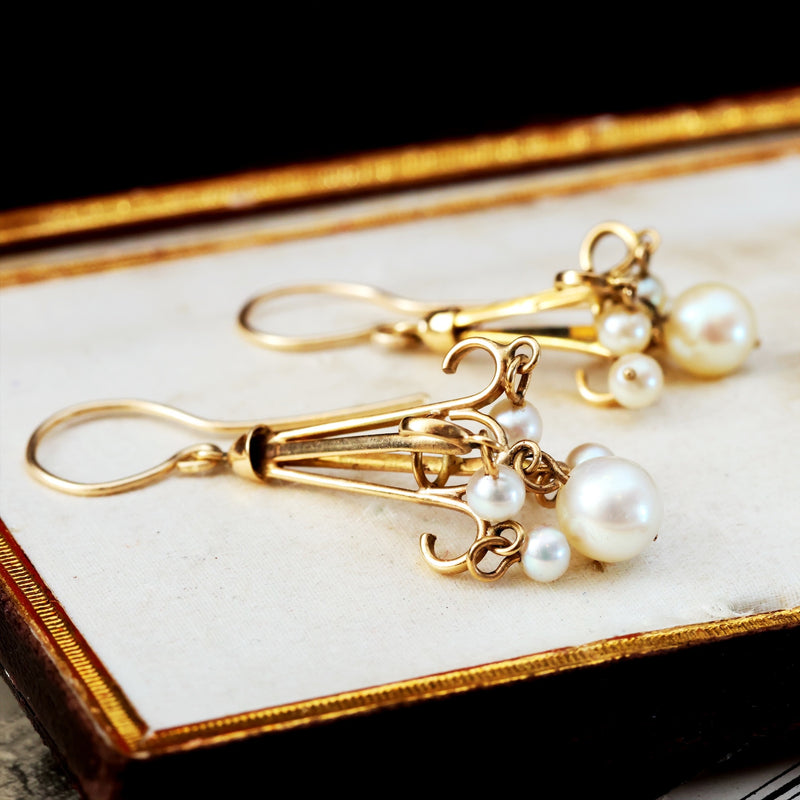 Vintage 1960's Pearl Chandelier Cocktail Earrings