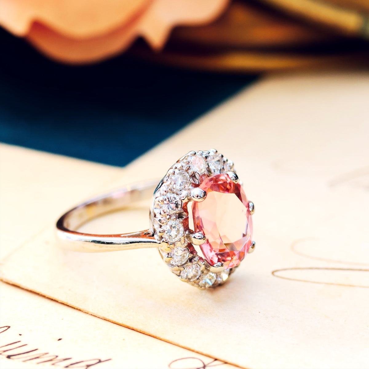 Date 1995 Pink Tourmaline & Diamond Cocktail Ring