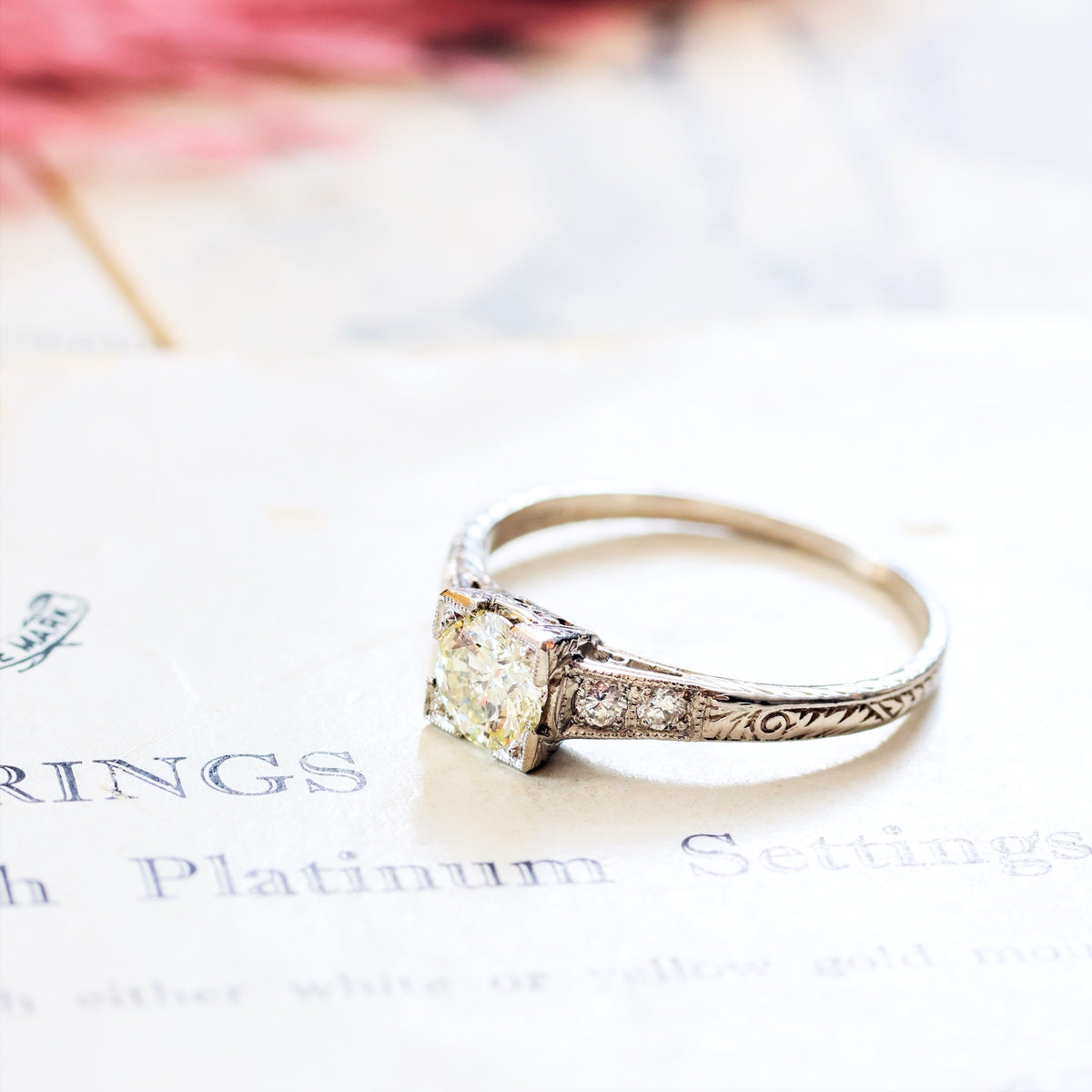 Lovely Quality Vintage Platinum & Diamond Engagement Ring