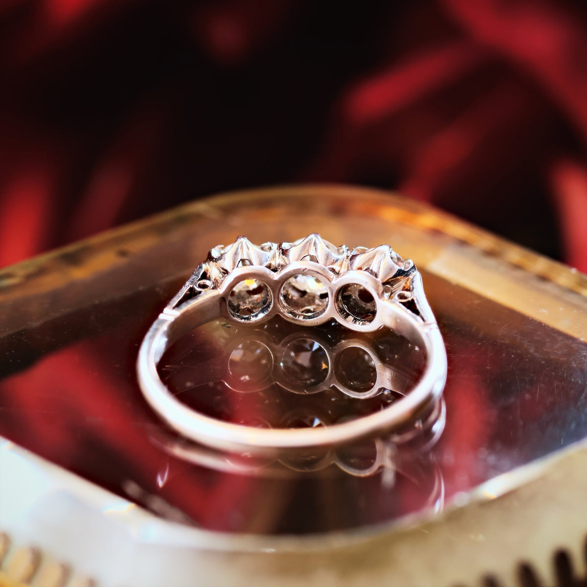 Sparkliest Vintage Platinum Diamond Trilogy Engagement Ring