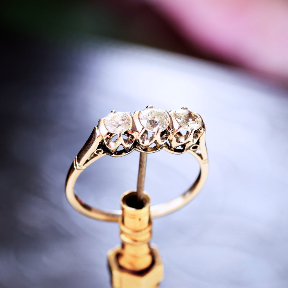 Sparkliest Vintage Platinum Diamond Trilogy Engagement Ring