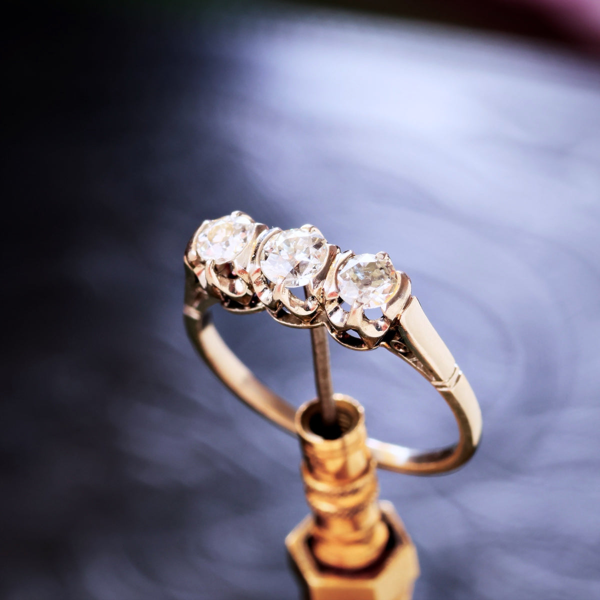 Sparkliest Vintage Platinum Diamond Trilogy Engagement Ring