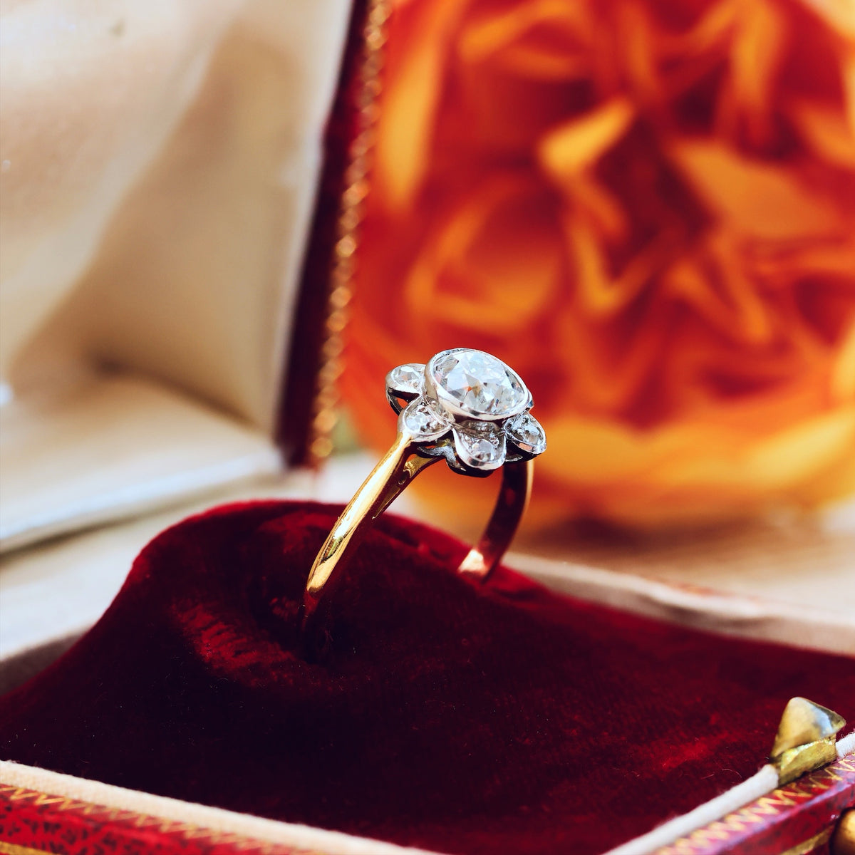 Vintage Recycled Diamond Daisy Cluster Engagement Ring
