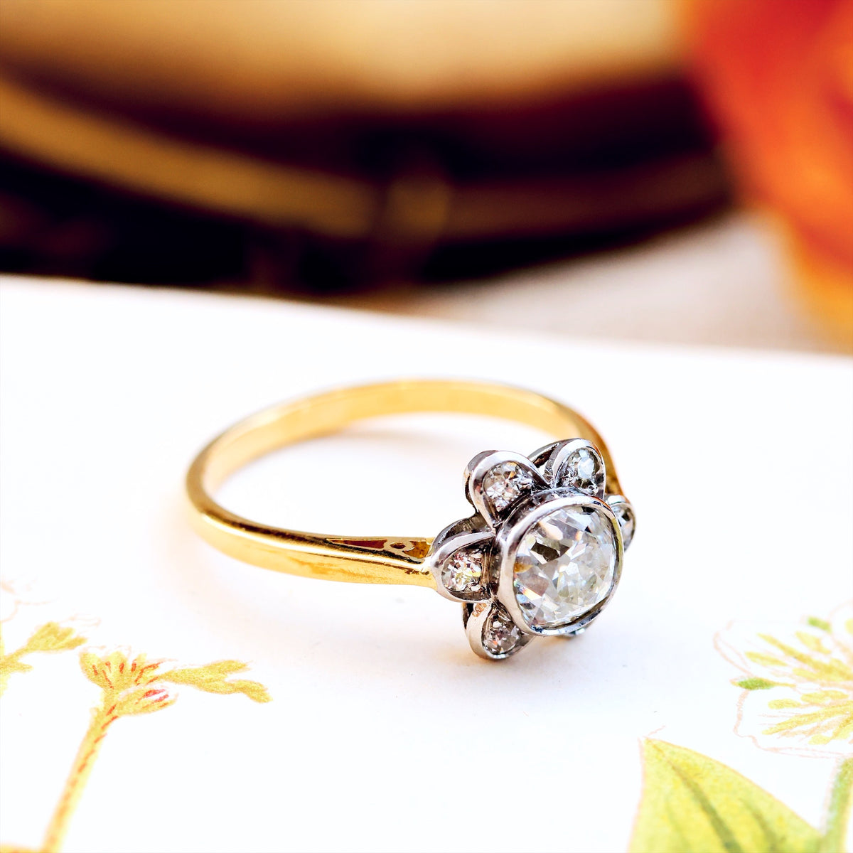 Vintage Recycled Diamond Daisy Cluster Engagement Ring