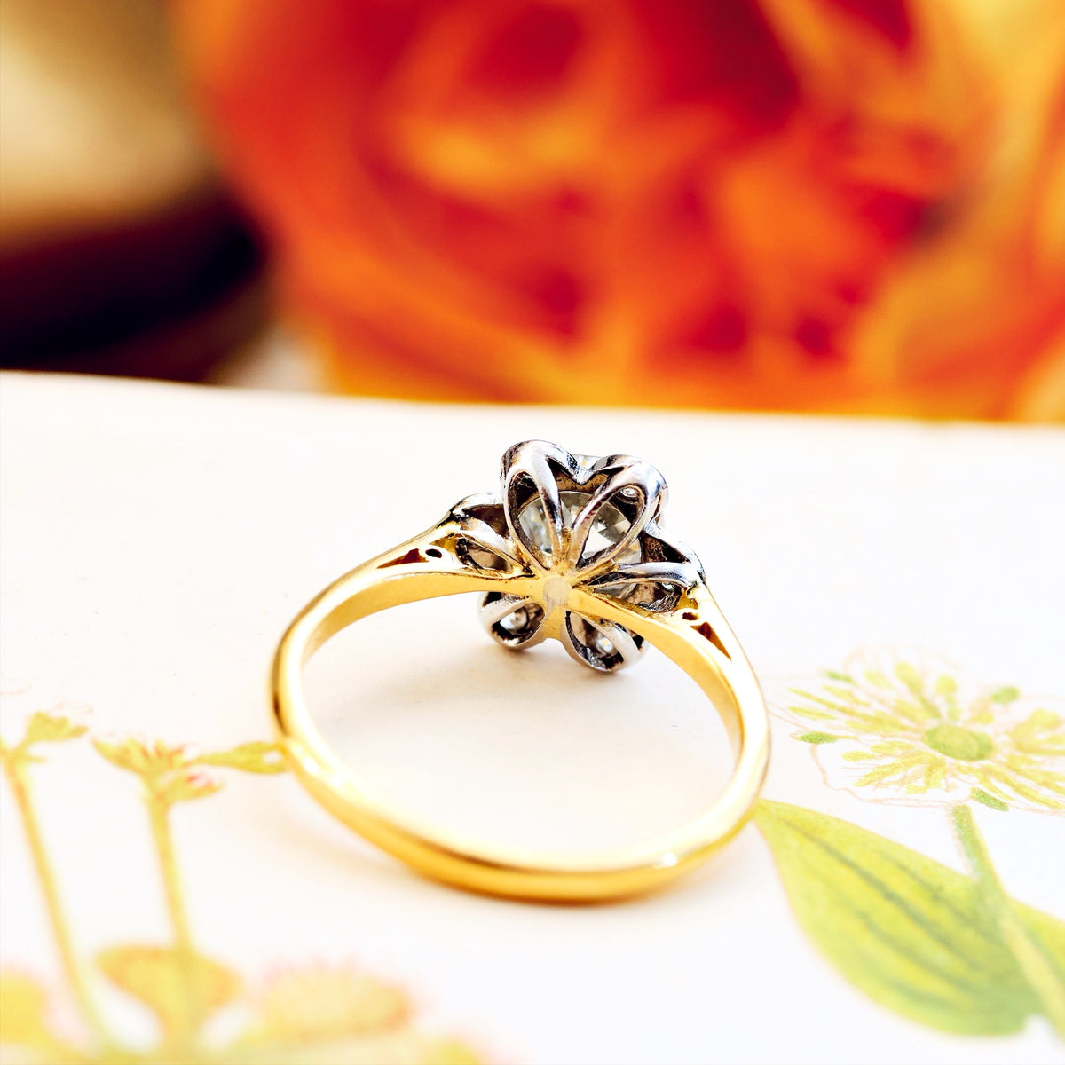 Vintage Recycled Diamond Daisy Cluster Engagement Ring