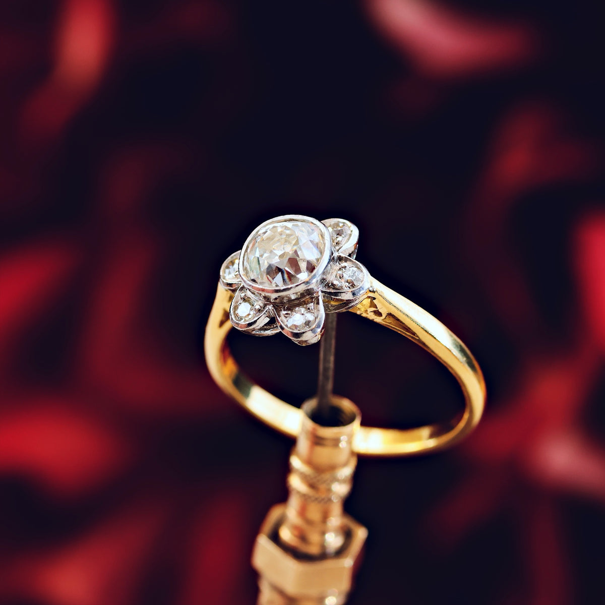 Vintage Recycled Diamond Daisy Cluster Engagement Ring