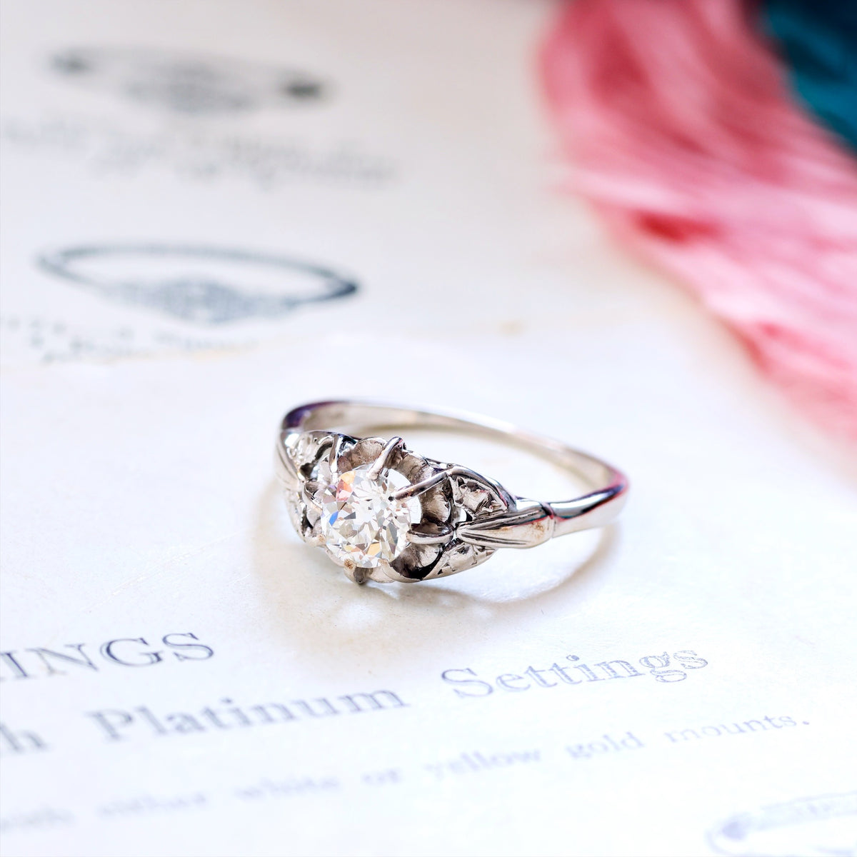 Vintage Recycled Hand Cut Diamond Engagement Ring