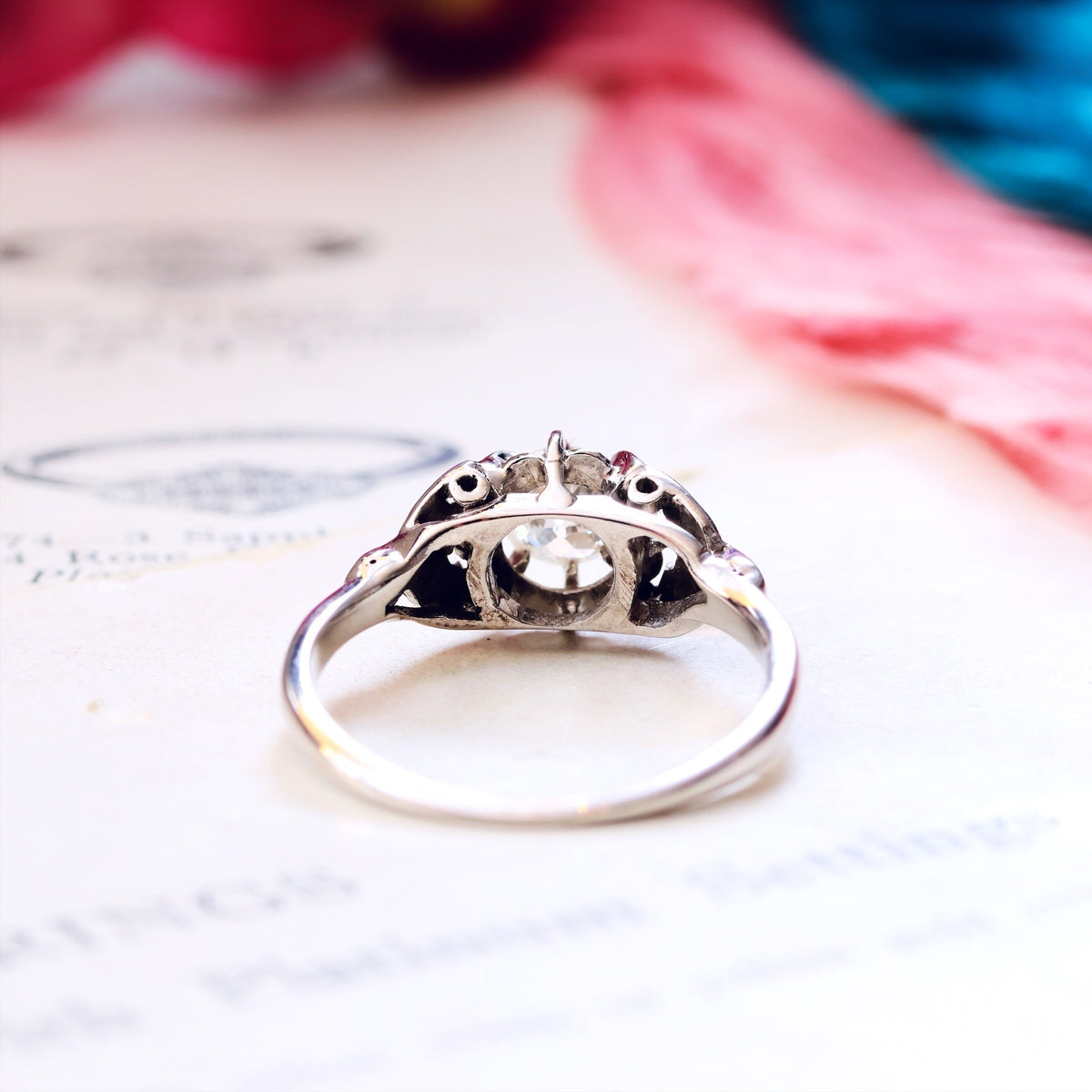 Vintage Recycled Hand Cut Diamond Engagement Ring