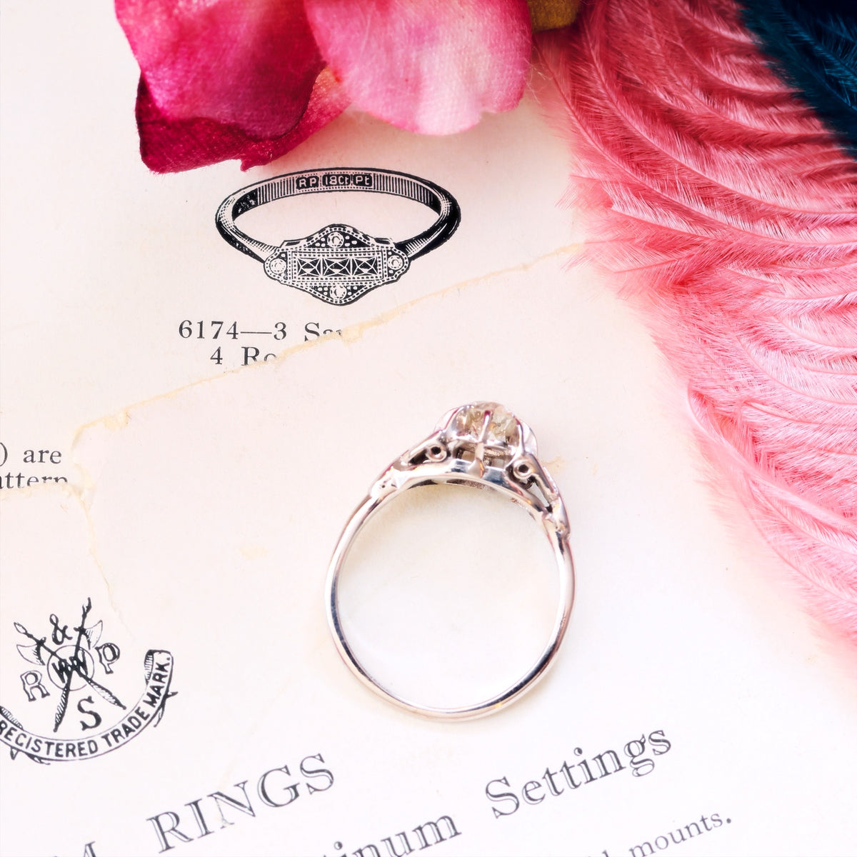Vintage Recycled Hand Cut Diamond Engagement Ring